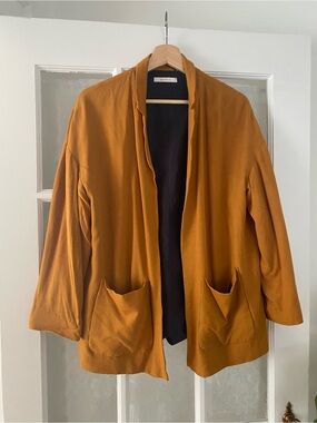 Vintage Esprit Women's Open-Front Blazer in Mustard